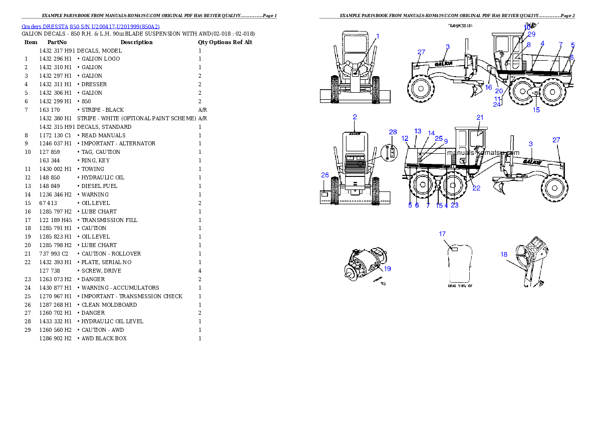 Protected: 850 S/N U200417-U201999 Partsbook