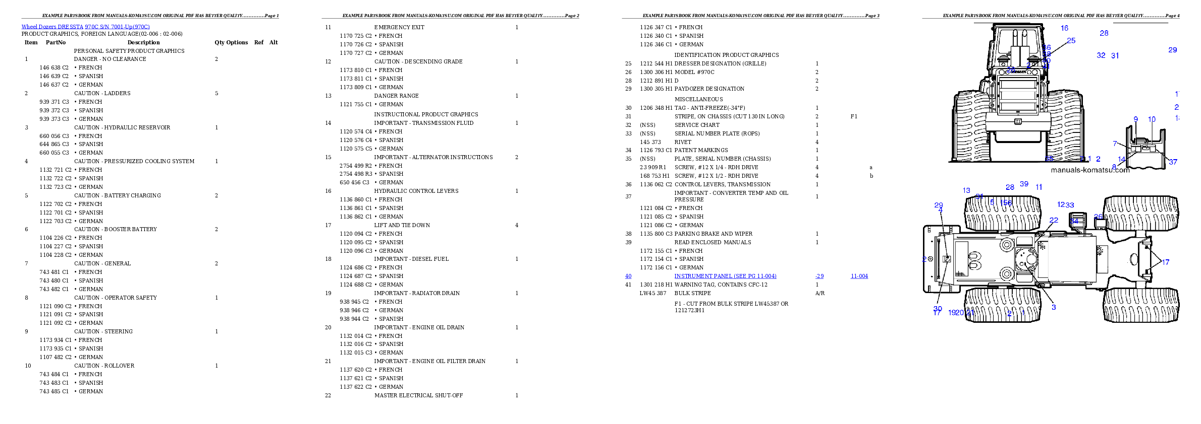 970C S/N 7001-Up Partsbook