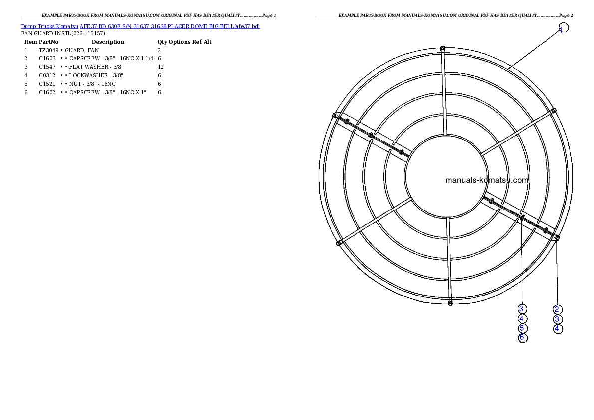 Protected: AFE37-BD 630E S/N 31637-31638 PLACER DOME BIG BELL Partsbook