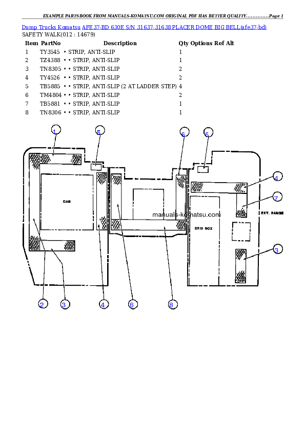 Protected: AFE37-BD 630E S/N 31637-31638 PLACER DOME BIG BELL Partsbook