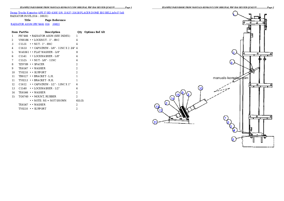 Protected: AFE37-BD 630E S/N 31637-31638 PLACER DOME BIG BELL Partsbook