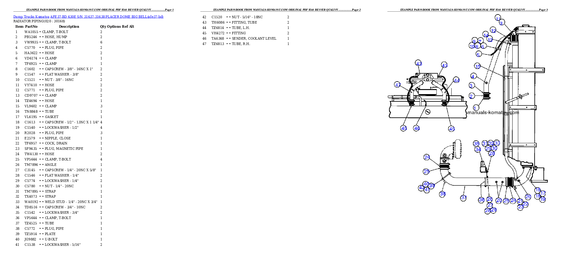 Protected: AFE37-BD 630E S/N 31637-31638 PLACER DOME BIG BELL Partsbook