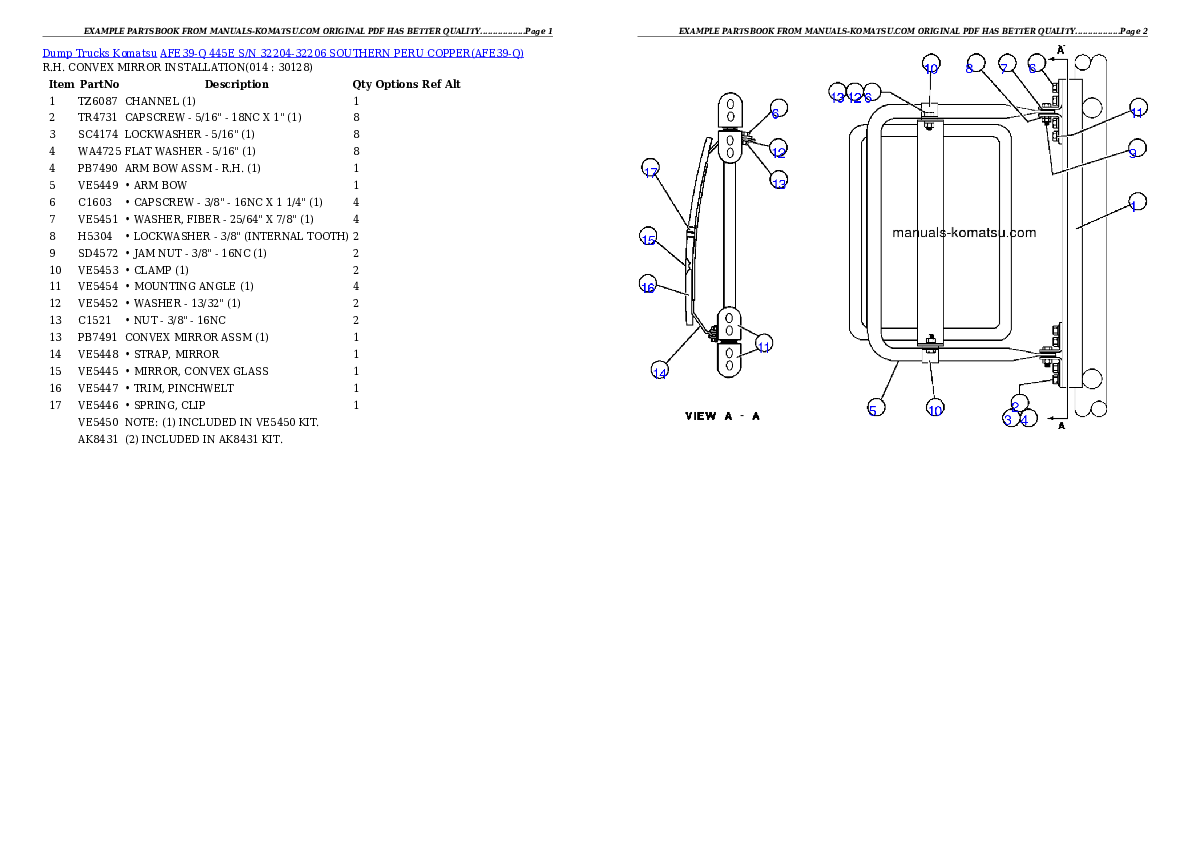 Protected: AFE39-Q  445E S/N 32204-32206 SOUTHERN PERU COPPER Partsbook