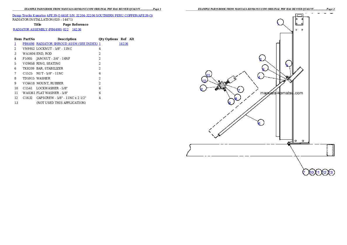 Protected: AFE39-Q  445E S/N 32204-32206 SOUTHERN PERU COPPER Partsbook
