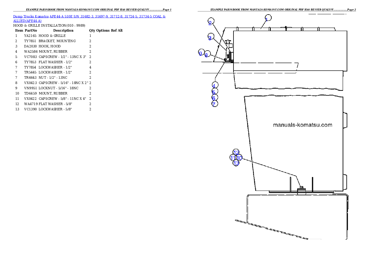 Protected: AFE44-A 510E S/N 31682-3, 31697-9, 31712-8, 31724-5, 31734-5 COAL & ALLIED Partsbook