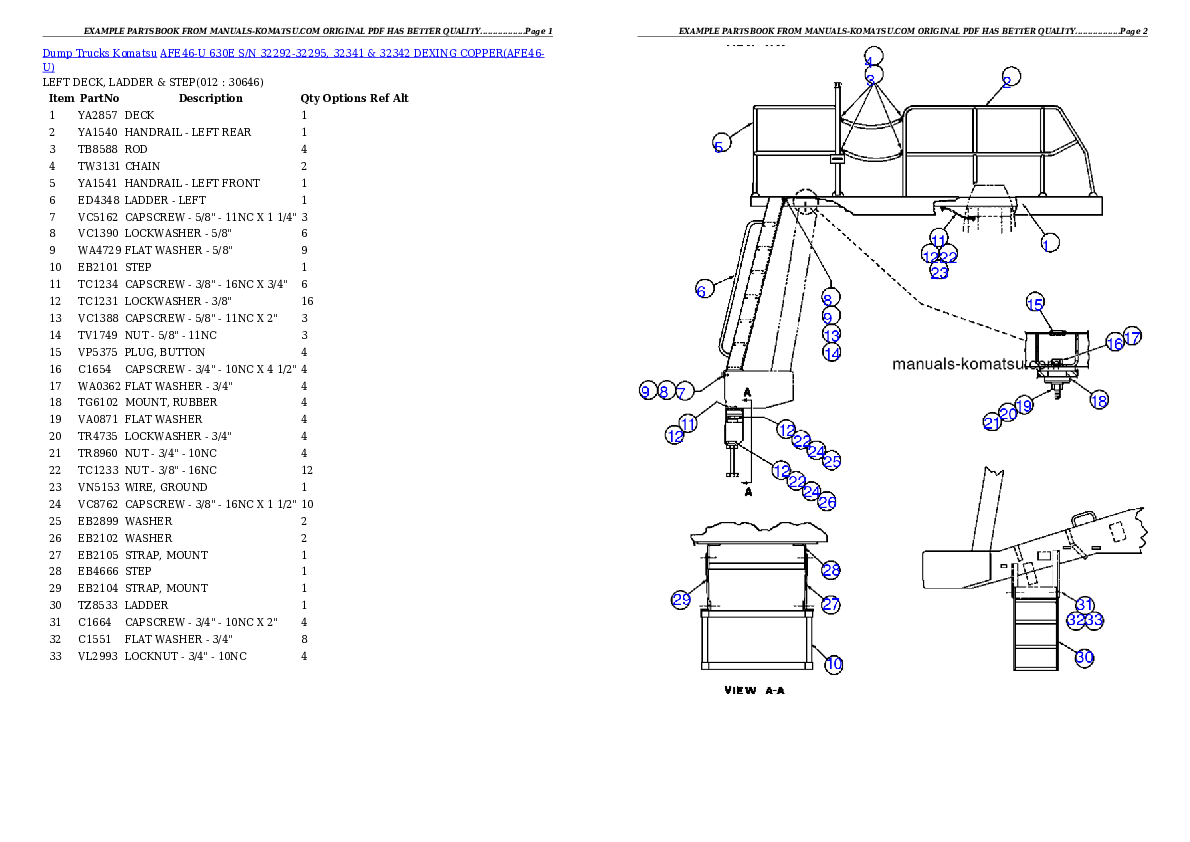 Protected: AFE46-U 630E S/N 32292-32295, 32341 & 32342 DEXING COPPER Partsbook