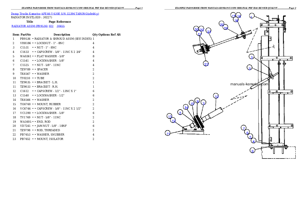 Protected: AFE46-Y  630E S/N 32396 TARONG Partsbook
