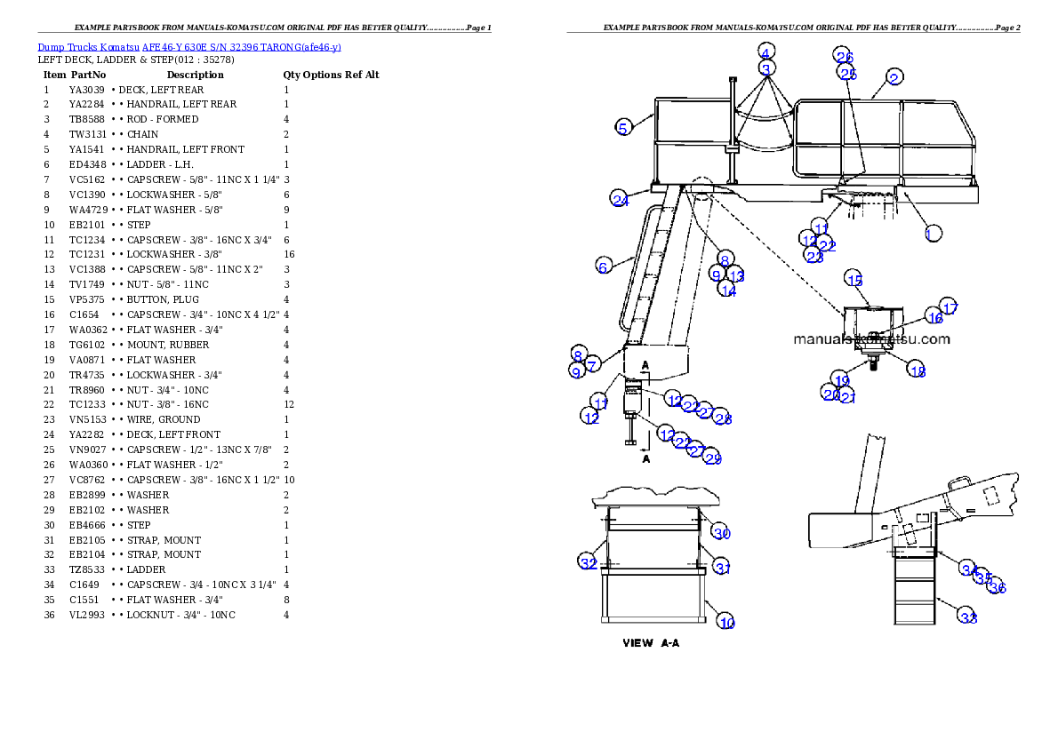 Protected: AFE46-Y  630E S/N 32396 TARONG Partsbook