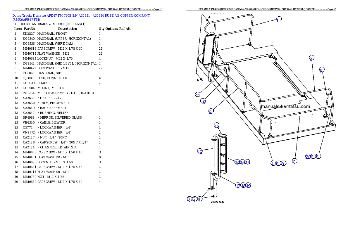 Protected: AFE47-FM 730E S/N A30531 – A30534     RUSSIAN COPPER COMPANY (RMK) Partsbook