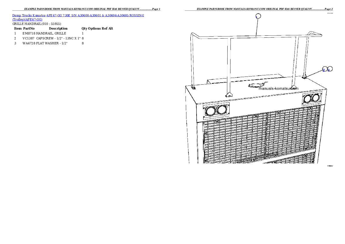 Protected: AFE47-GG 730E S/N A30600-A30601 & A30604-A30605    ROSSING (Trolley) Partsbook