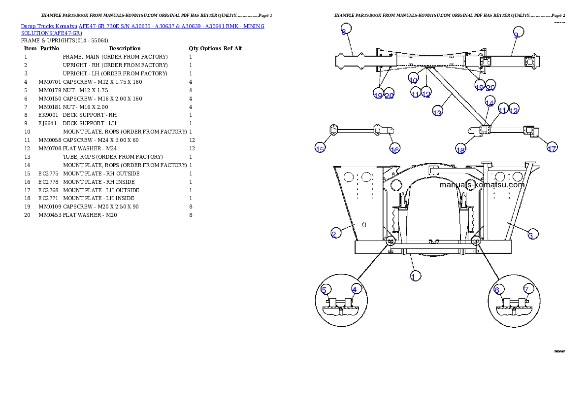 Protected: AFE47-GR 730E S/N A30635 – A30637 & A30639 – A30641    RMK – MINING SOLUTIONS Partsbook
