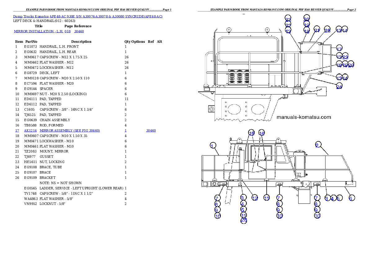 Protected: AFE48-AC  930E S/N A30076-A30078 & A30080 SYNCRUDE Partsbook