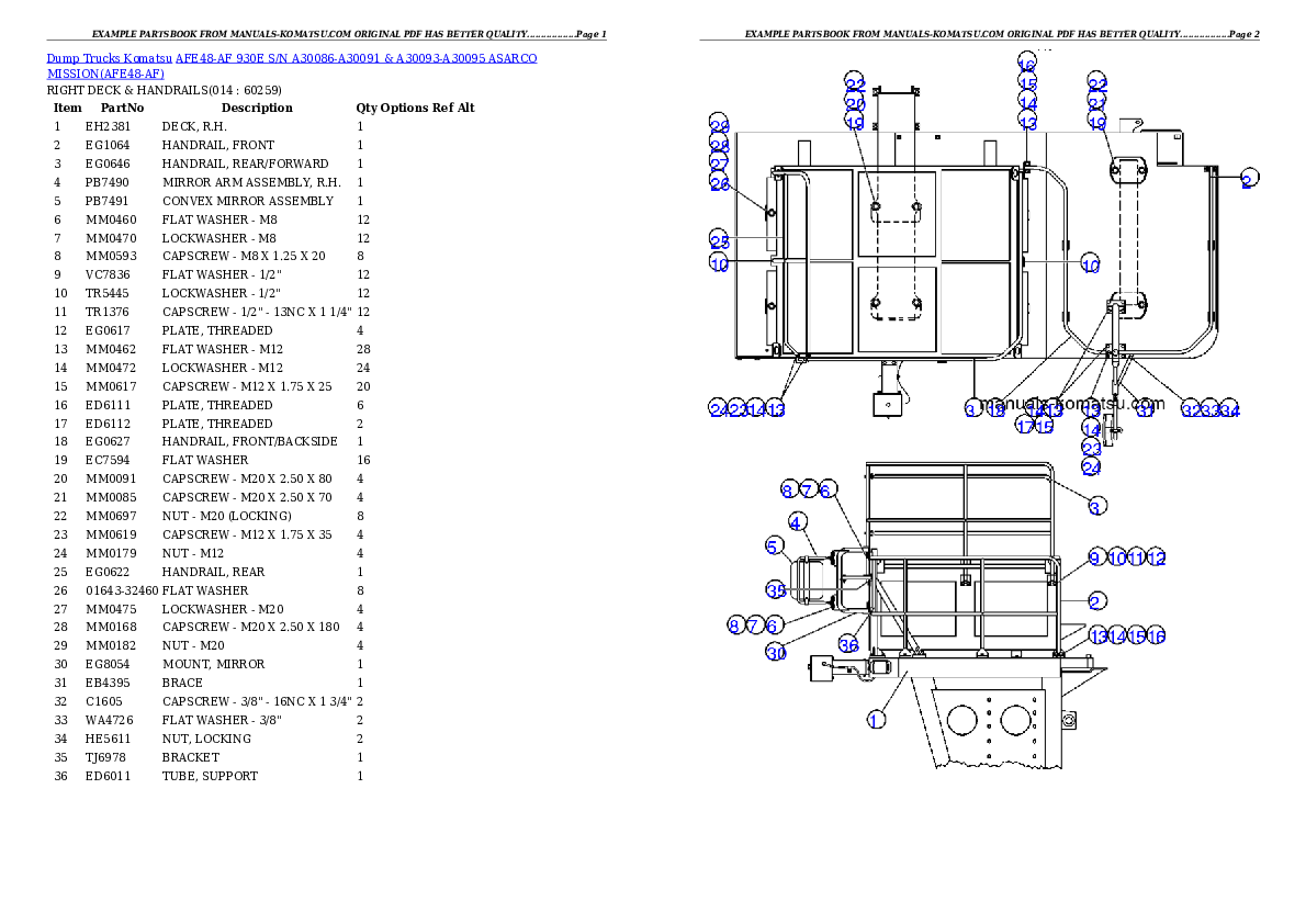 Protected: AFE48-AF  930E S/N A30086-A30091 & A30093-A30095 ASARCO MISSION Partsbook