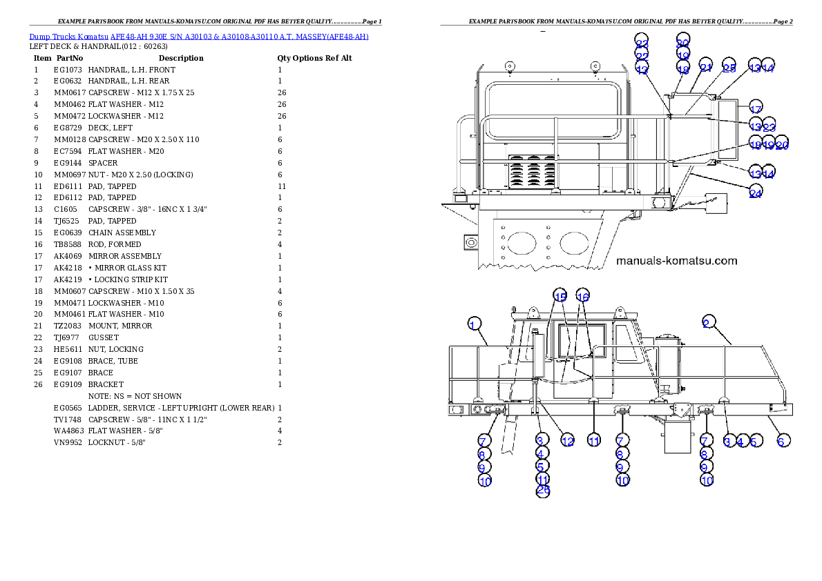 Protected: AFE48-AH  930E S/N A30103 & A30108-A30110 A.T. MASSEY Partsbook