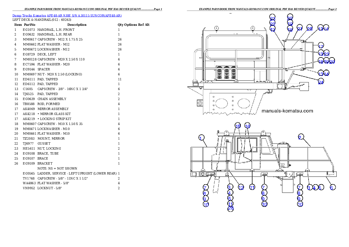 Protected: AFE48-AR  930E S/N A30115 SUNCOR Partsbook
