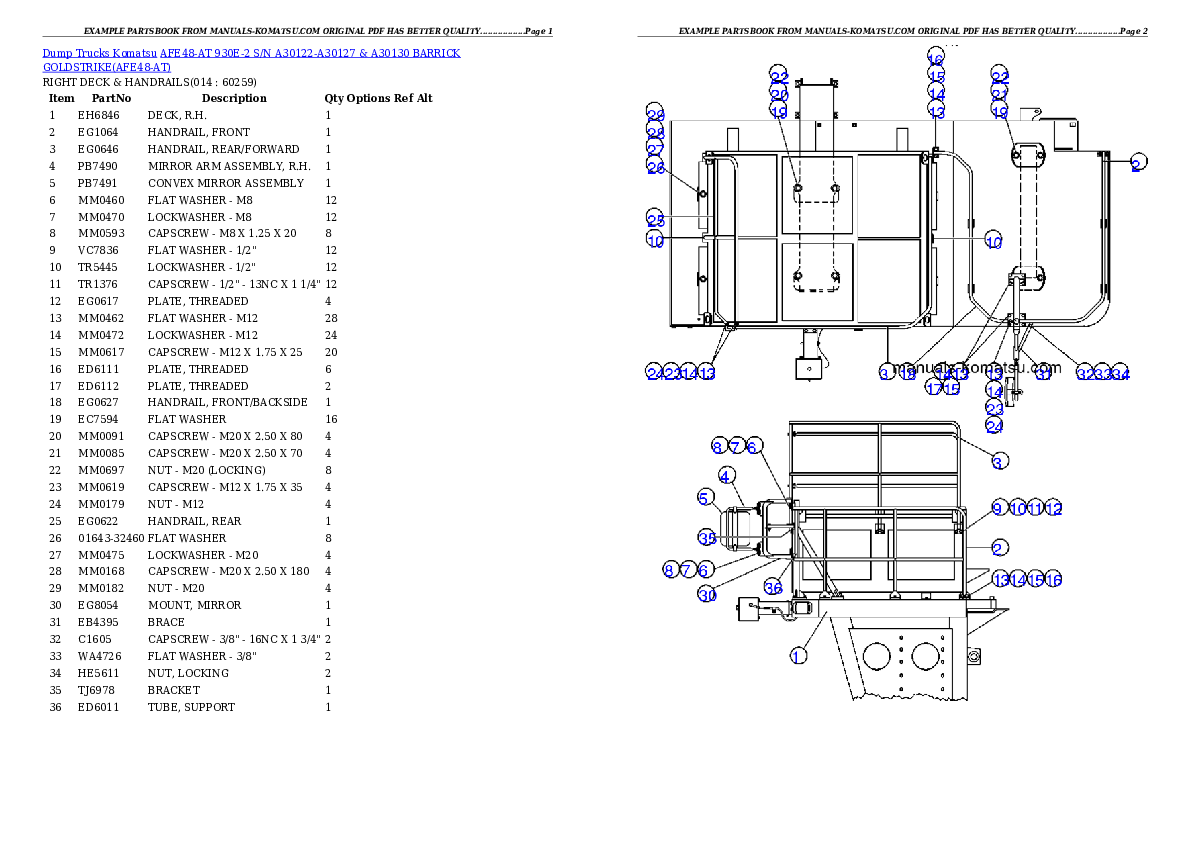 Protected: AFE48-AT  930E-2 S/N A30122-A30127 & A30130 BARRICK GOLDSTRIKE Partsbook