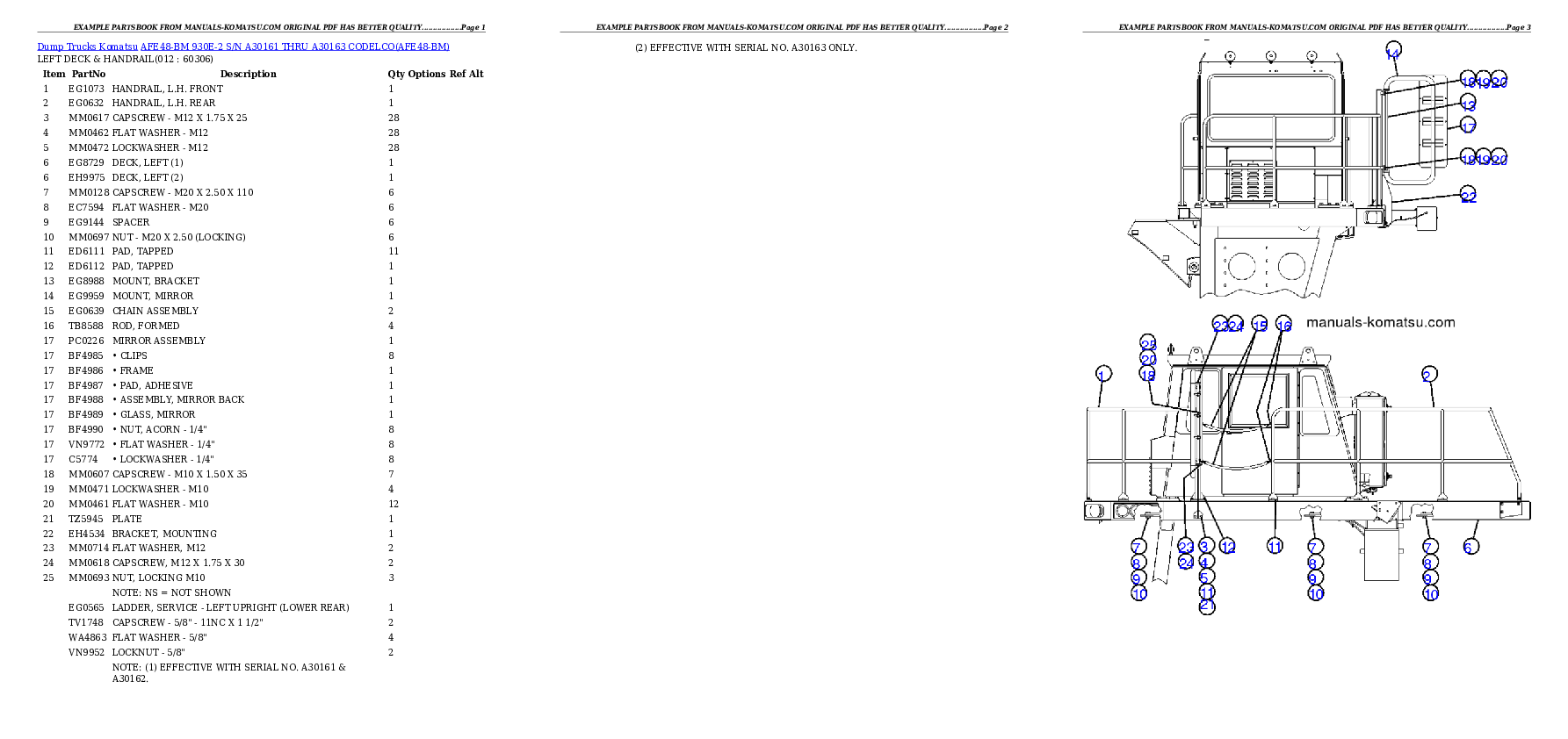 Protected: AFE48-BM  930E-2 S/N A30161 THRU A30163 CODELCO Partsbook