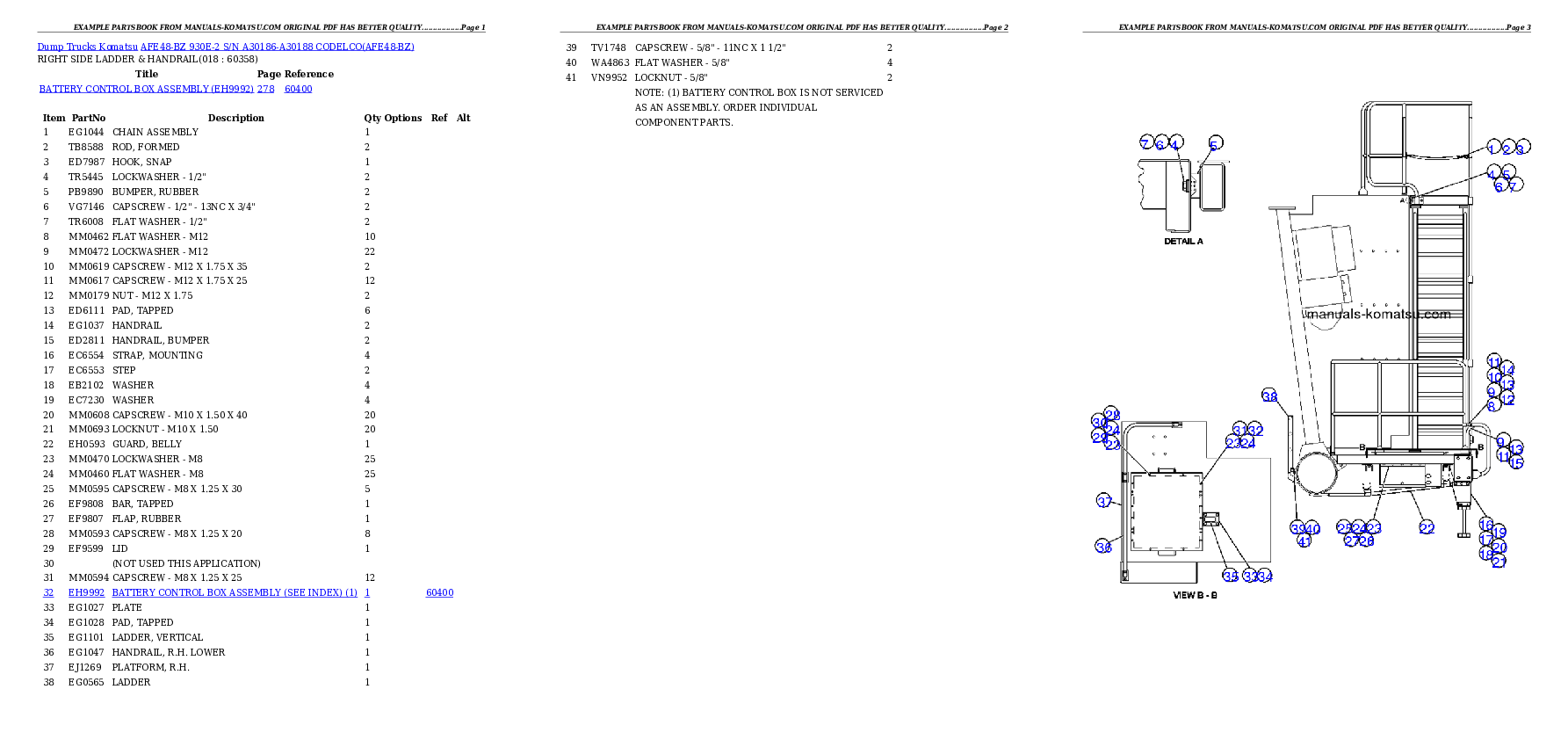 Protected: AFE48-BZ  930E-2 S/N A30186-A30188 CODELCO Partsbook