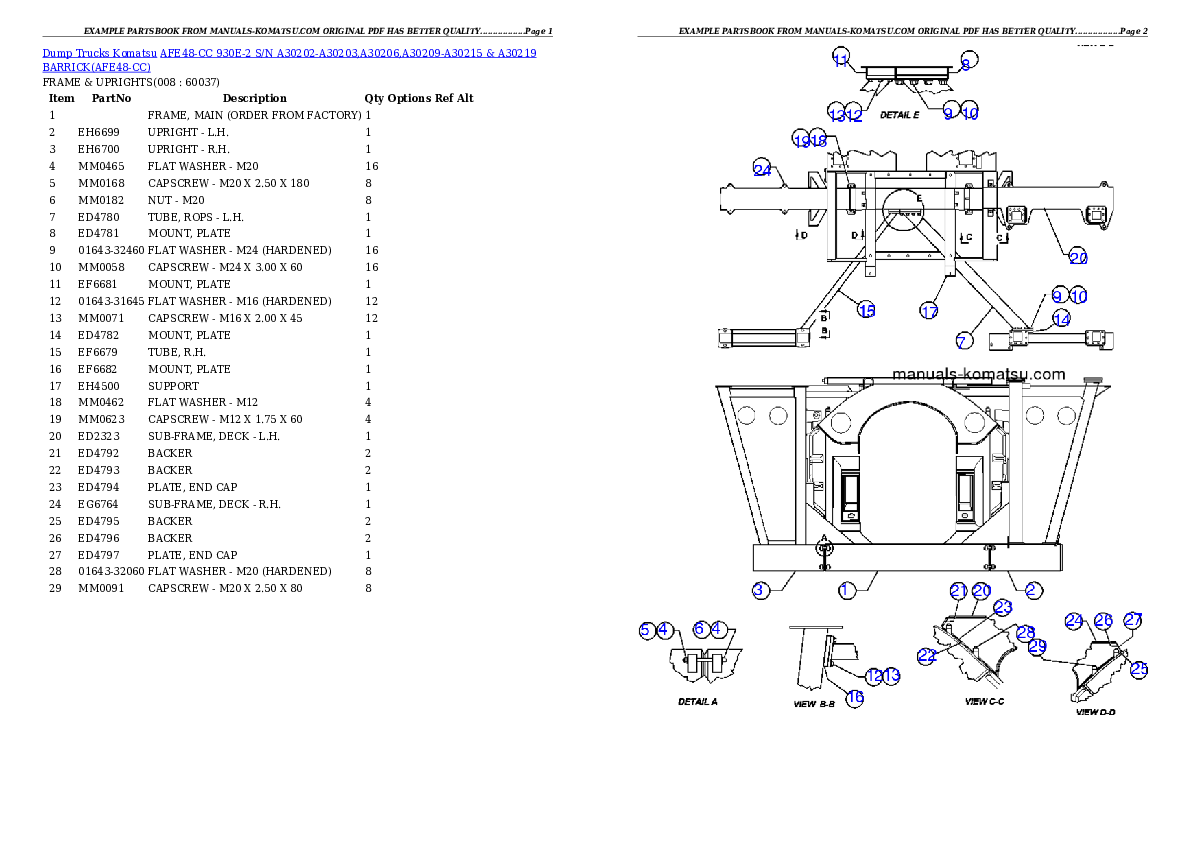 Protected: AFE48-CC 930E-2 S/N A30202-A30203,A30206,A30209-A30215 & A30219 BARRICK Partsbook