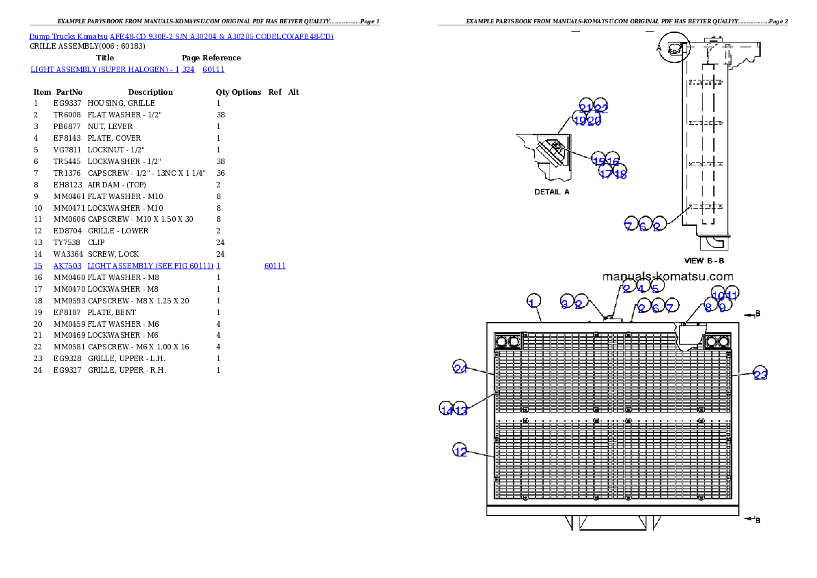 Protected: AFE48-CD 930E-2 S/N A30204 & A30205  CODELCO Partsbook