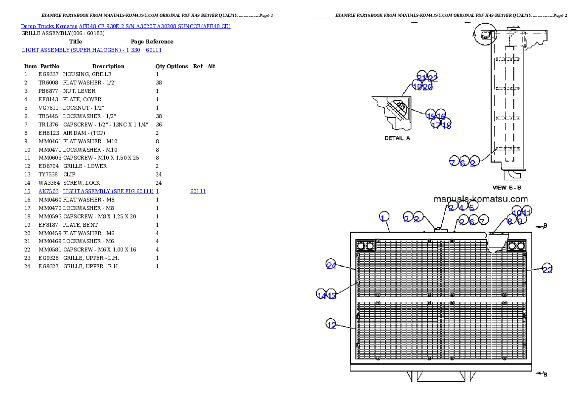 Protected: AFE48-CE 930E-2  S/N A30207-A30208 SUNCOR Partsbook