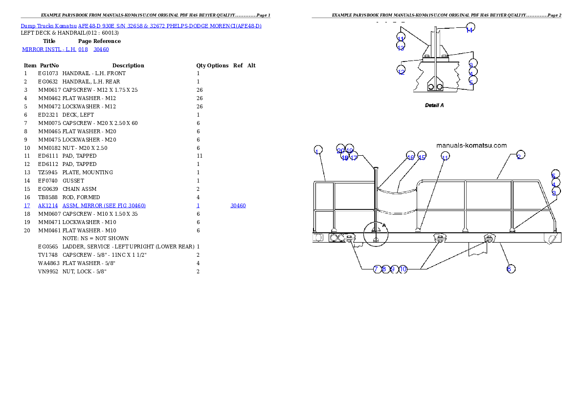 Protected: AFE48-D  930E  S/N 32658 & 32672 PHELPS-DODGE MORENCI Partsbook