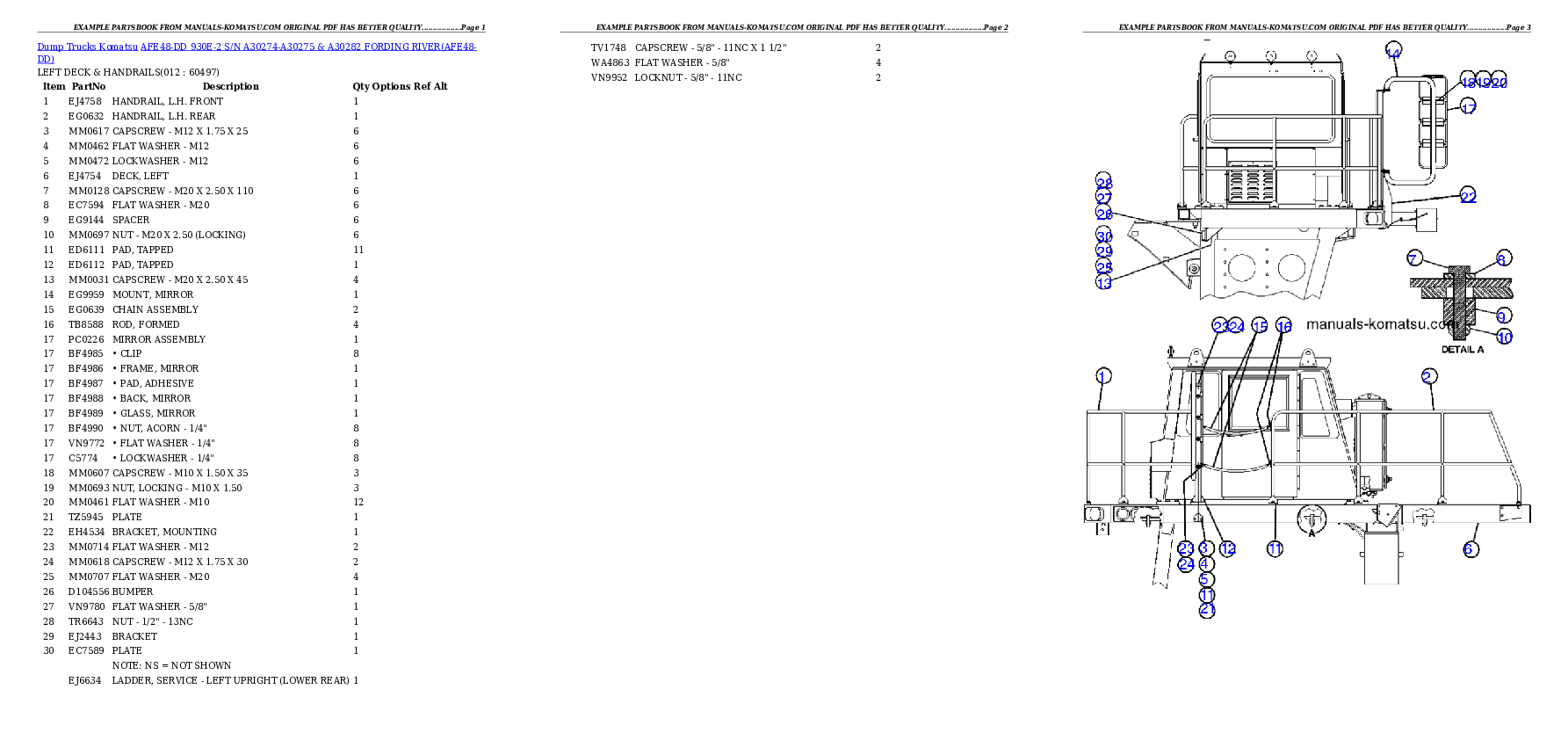Protected: AFE48-DD 930E-2 S/N A30274-A30275 & A30282 FORDING RIVER Partsbook