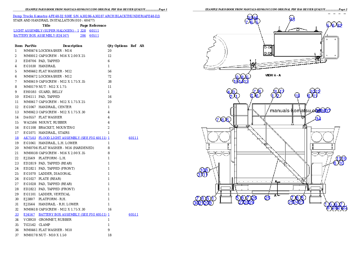 Protected: AFE48-DJ 930E S/N A30286-A30287 ARCH BLACKTHUNDER Partsbook