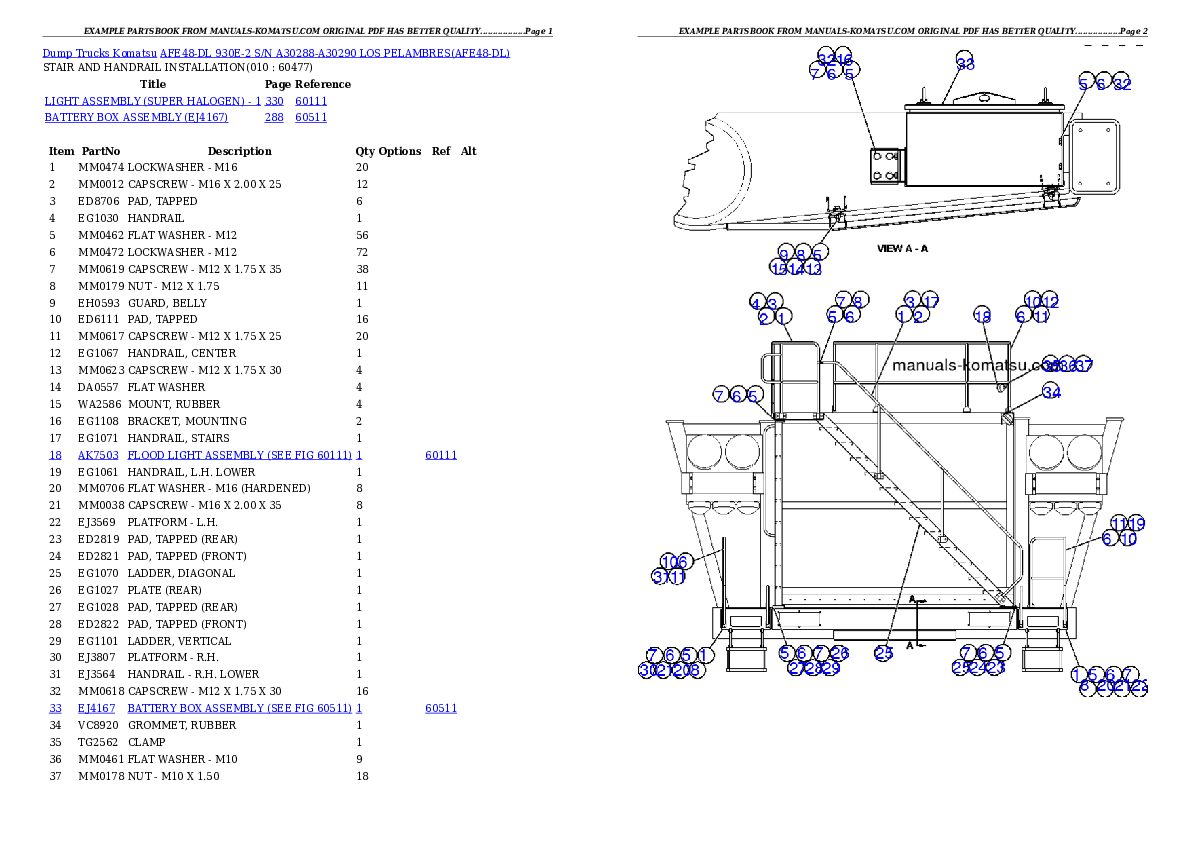 Protected: AFE48-DL 930E-2 S/N A30288-A30290  LOS PELAMBRES Partsbook