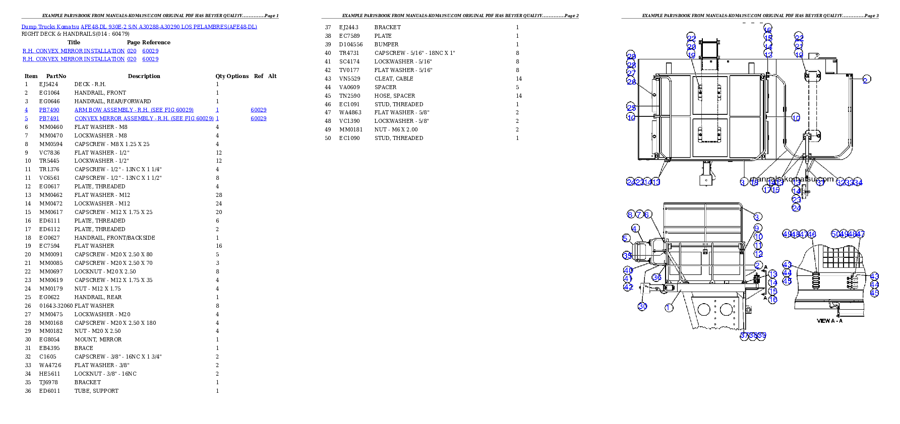 Protected: AFE48-DL 930E-2 S/N A30288-A30290  LOS PELAMBRES Partsbook
