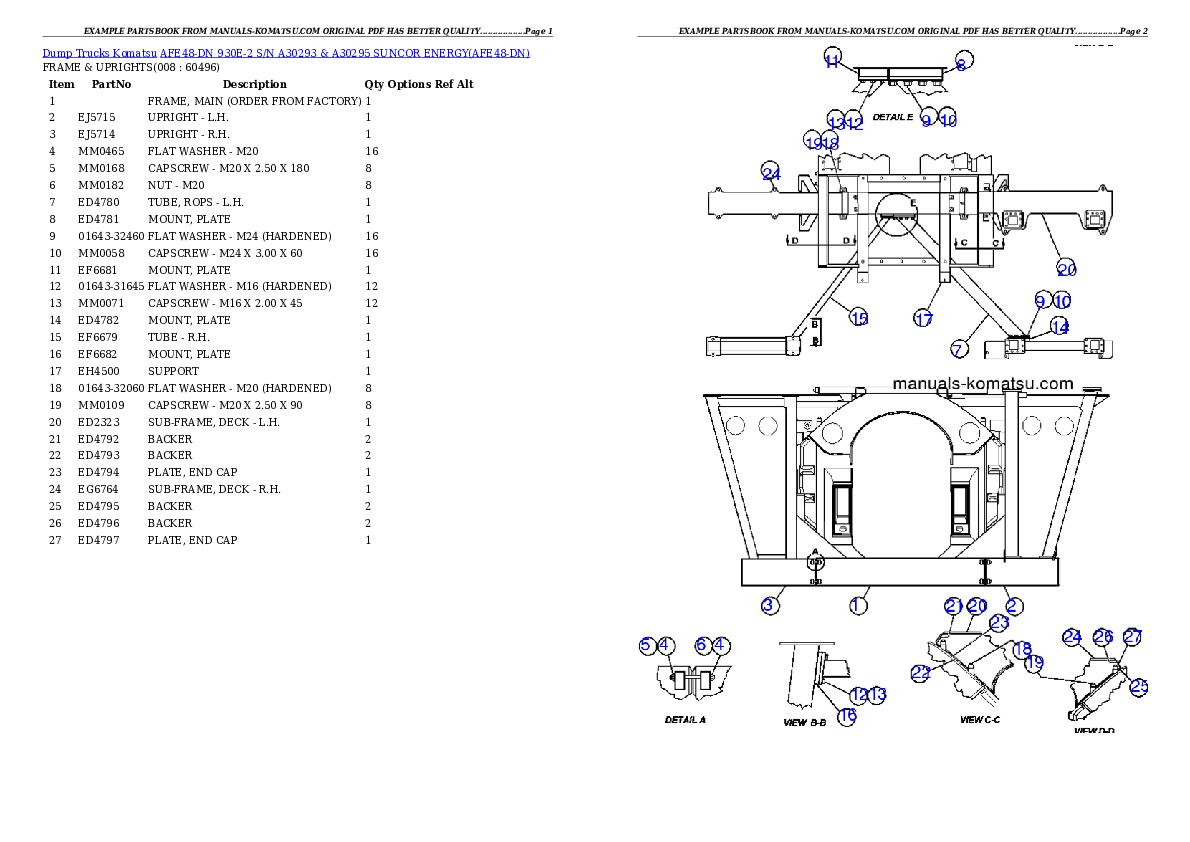 Protected: AFE48-DN 930E-2 S/N A30293 & A30295  SUNCOR ENERGY Partsbook
