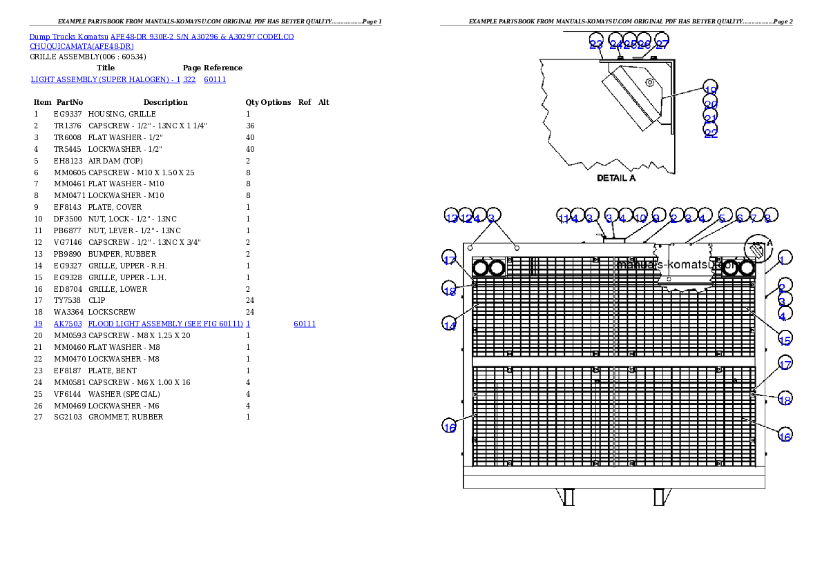 Protected: AFE48-DR 930E-2 S/N A30296 & A30297  CODELCO CHUQUICAMATA Partsbook