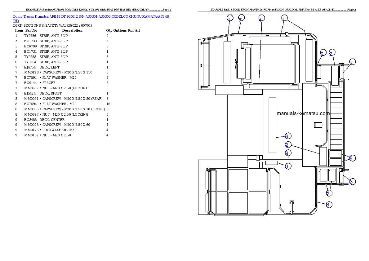 Protected: AFE48-DT 930E-2 S/N A30301-A30303   CODELCO CHUQUICAMATA Partsbook