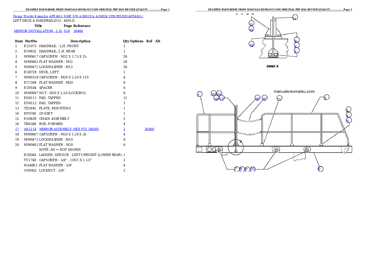 Protected: AFE48-L 930E S/N A30019 & A30026 SYNCRUDE Partsbook