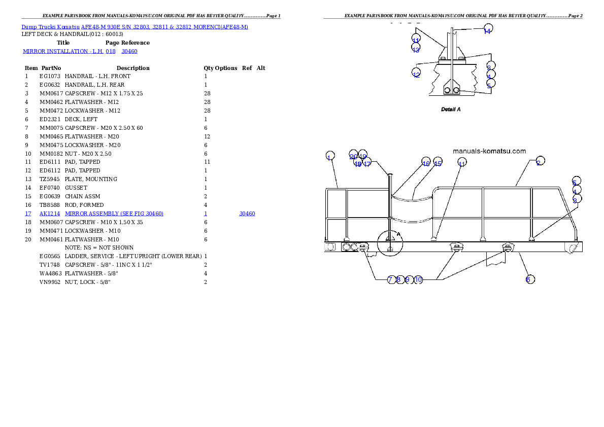 Protected: AFE48-M  930E S/N 32803, 32811 & 32812 MORENCI Partsbook