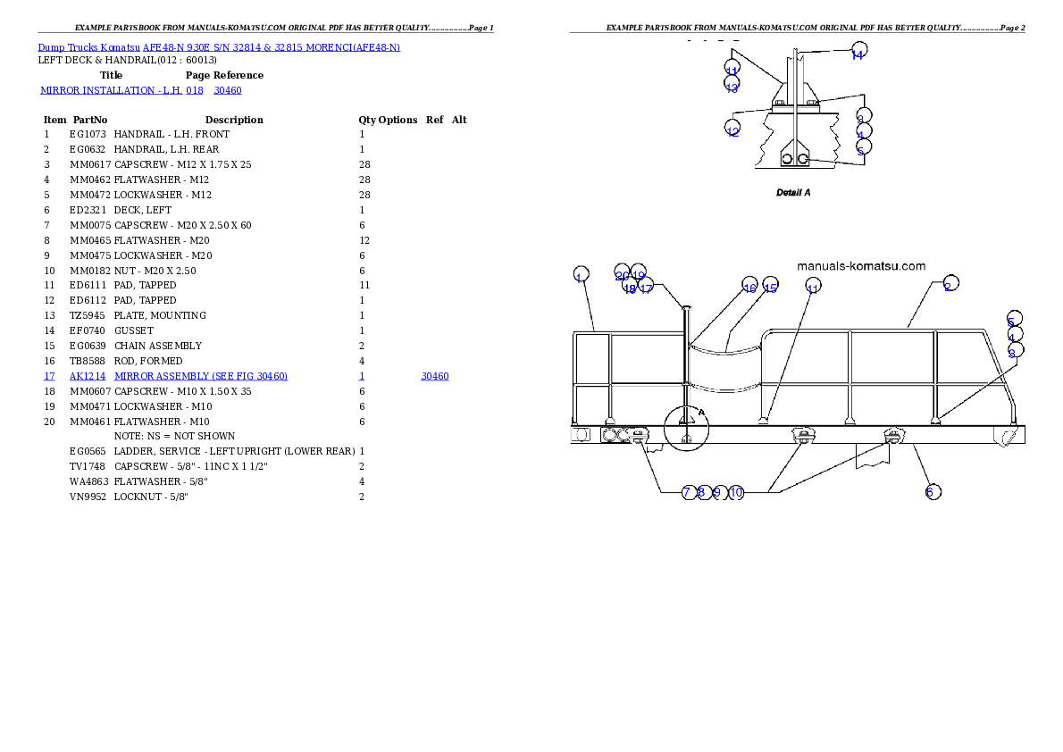 Protected: AFE48-N  930E S/N 32814 & 32815 MORENCI Partsbook
