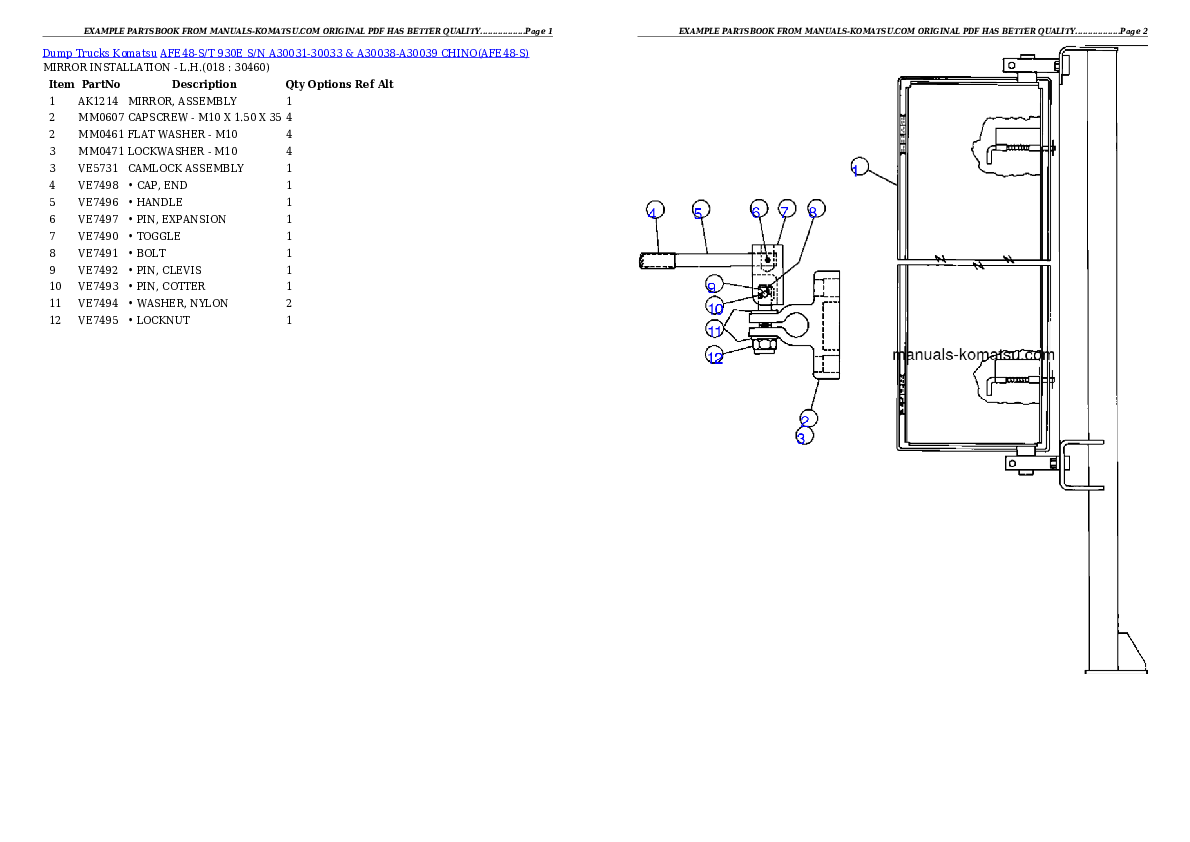 Protected: AFE48-S/T  930E S/N A30031-30033 & A30038-A30039 CHINO Partsbook
