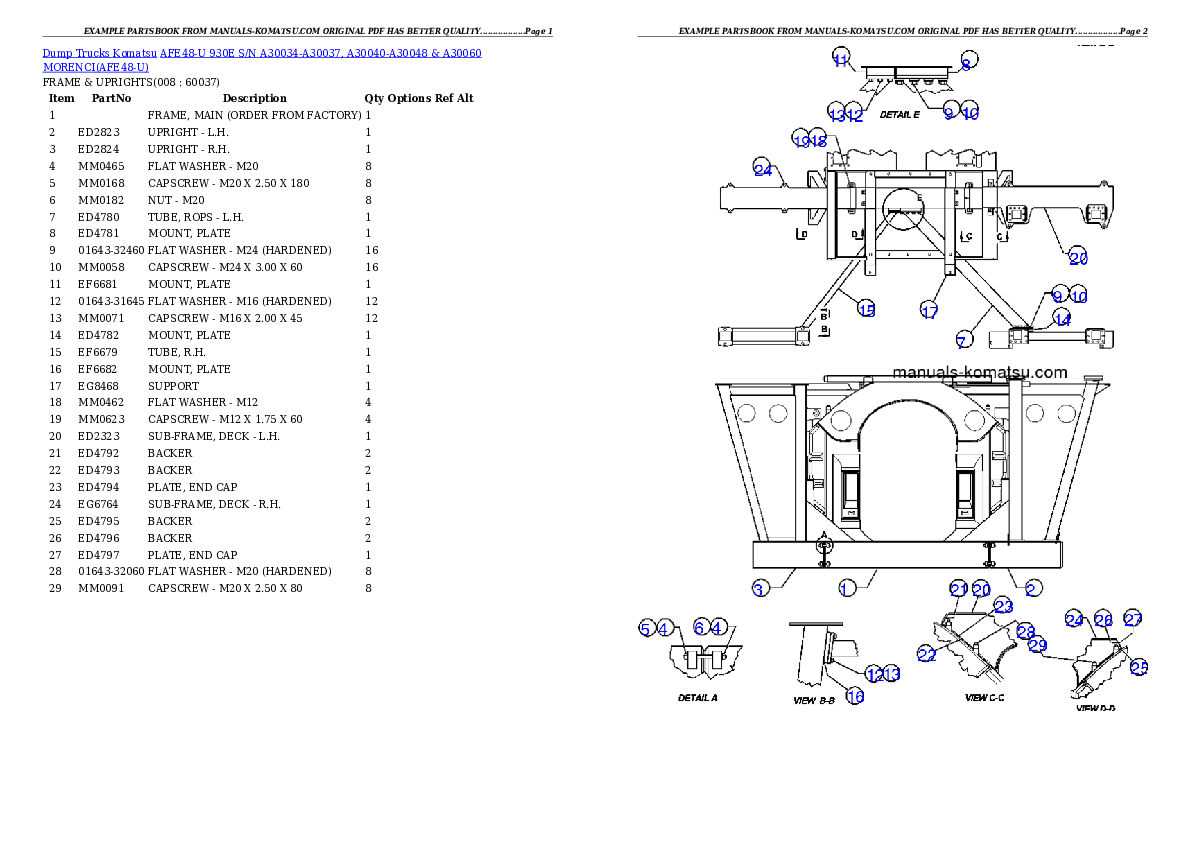 Protected: AFE48-U  930E S/N A30034-A30037, A30040-A30048 & A30060 MORENCI Partsbook