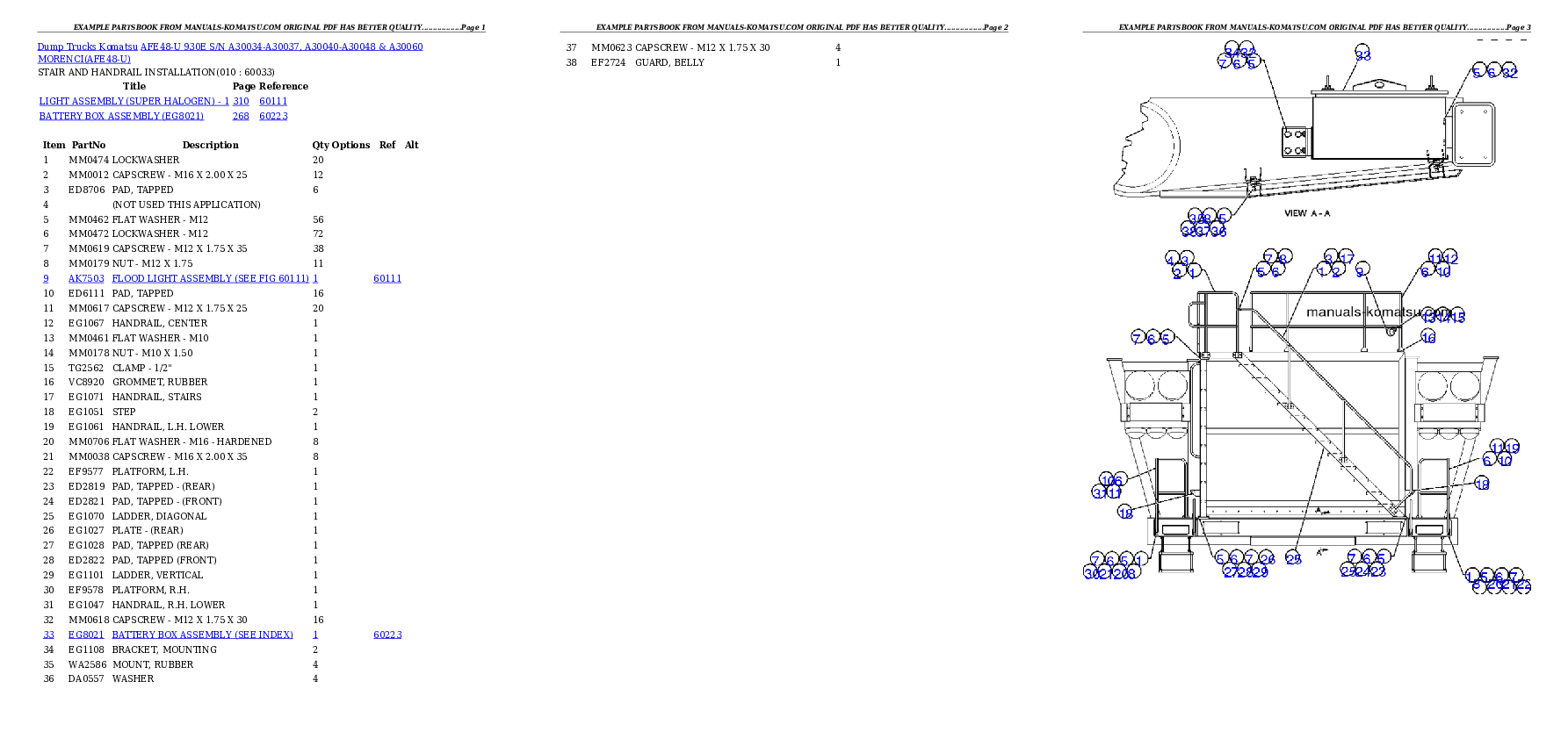 Protected: AFE48-U  930E S/N A30034-A30037, A30040-A30048 & A30060 MORENCI Partsbook