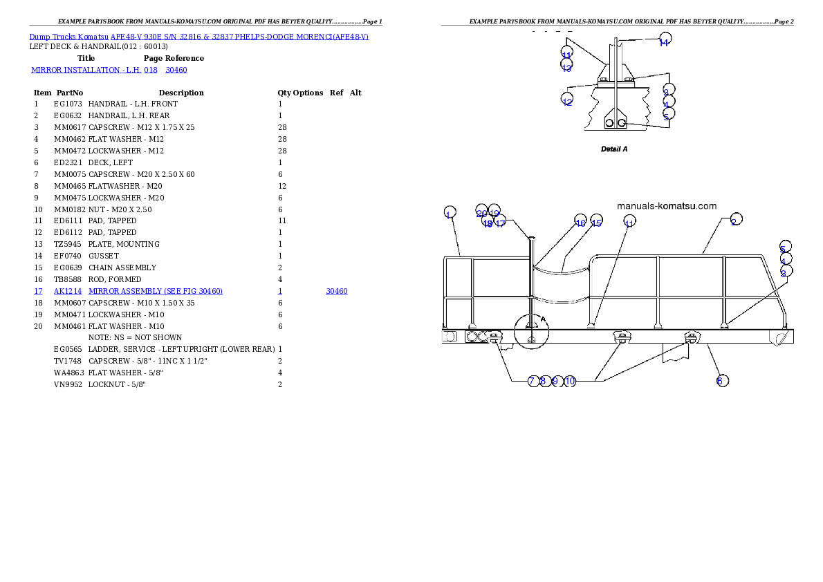 Protected: AFE48-V  930E S/N 32816 & 32837 PHELPS-DODGE MORENCI Partsbook