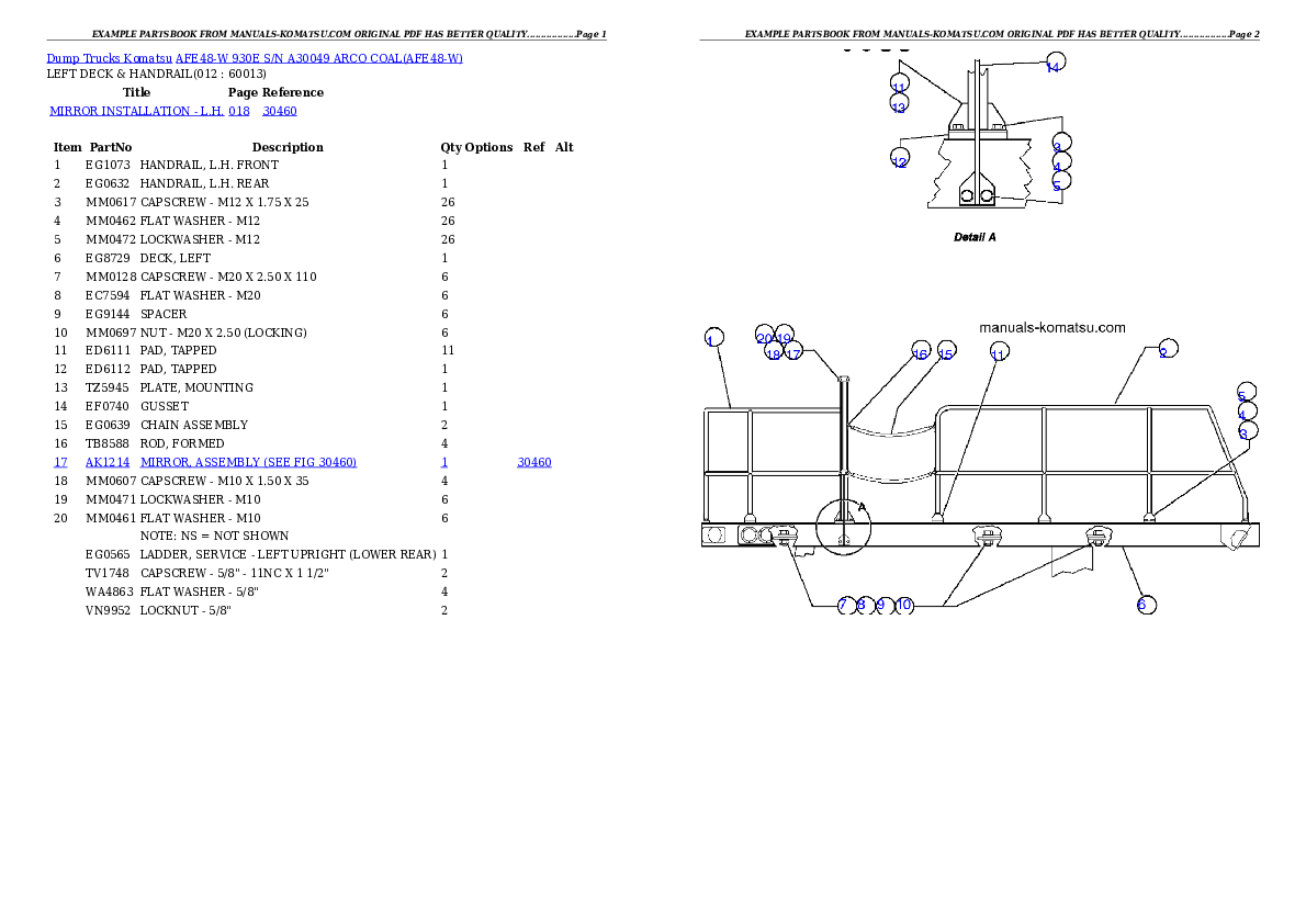 Protected: AFE48-W  930E S/N A30049 ARCO COAL Partsbook