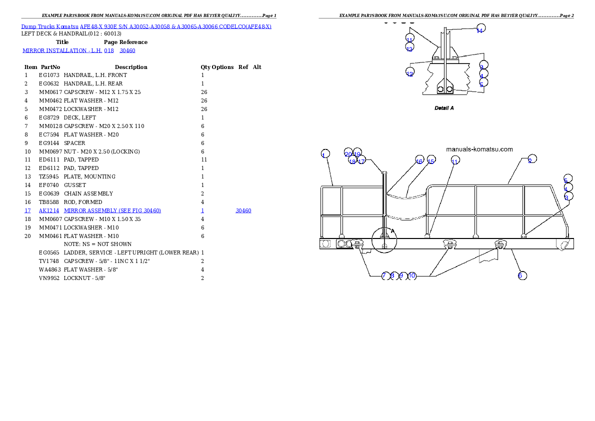 Protected: AFE48-X 930E S/N A30052-A30058 & A30065-A30066 CODELCO Partsbook