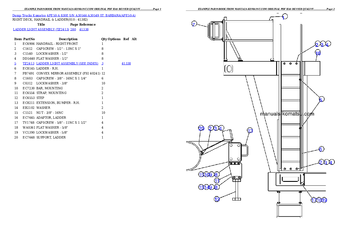 Protected: AFE50-A 830E S/N A30544-A30549  ST. BARBARA Partsbook