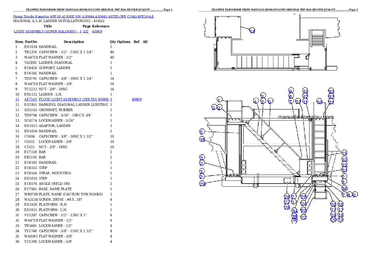 Protected: AFE50-AJ 830E S/N A30644-A30645 ANTELOPE COAL Partsbook