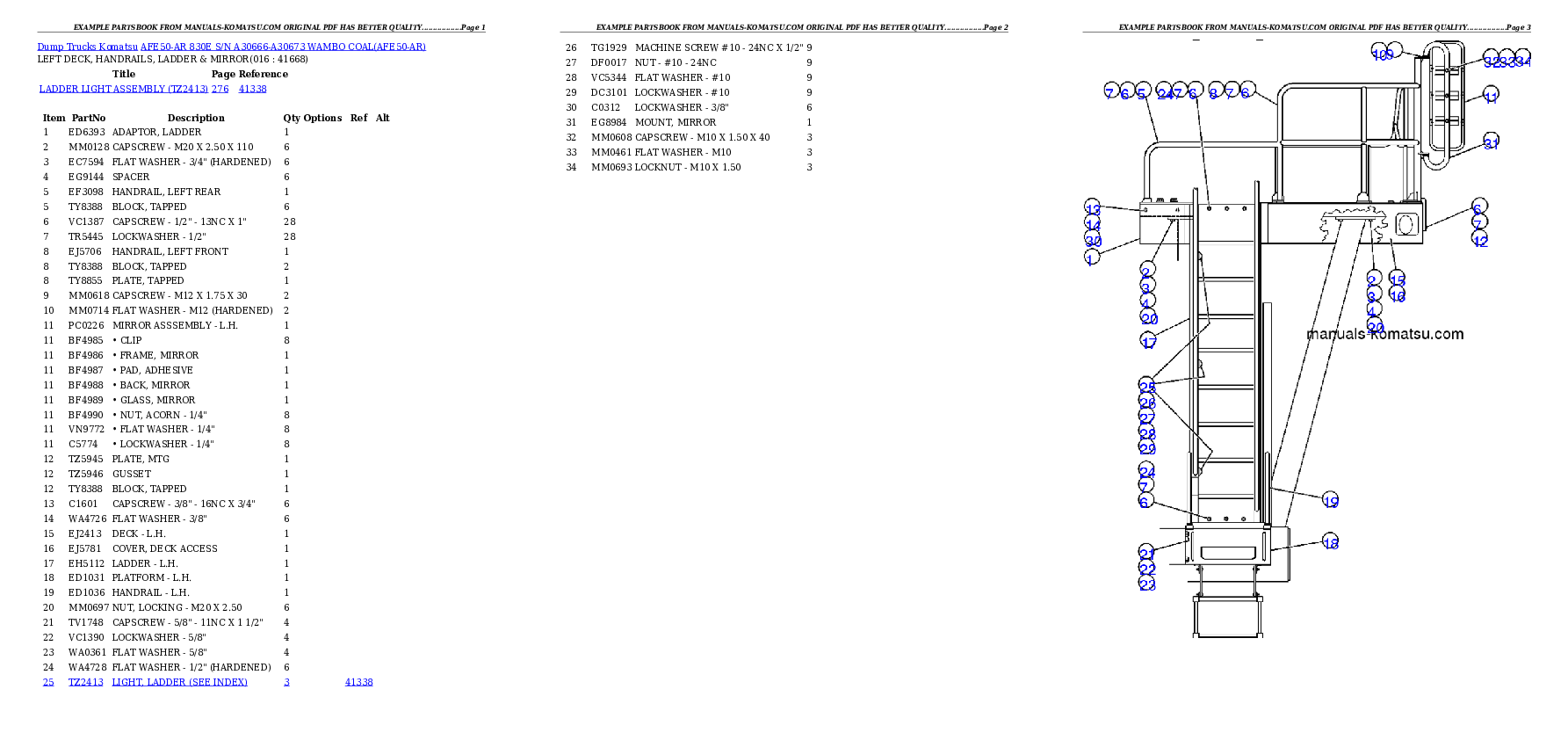 Protected: AFE50-AR 830E S/N A30666-A30673 WAMBO COAL Partsbook