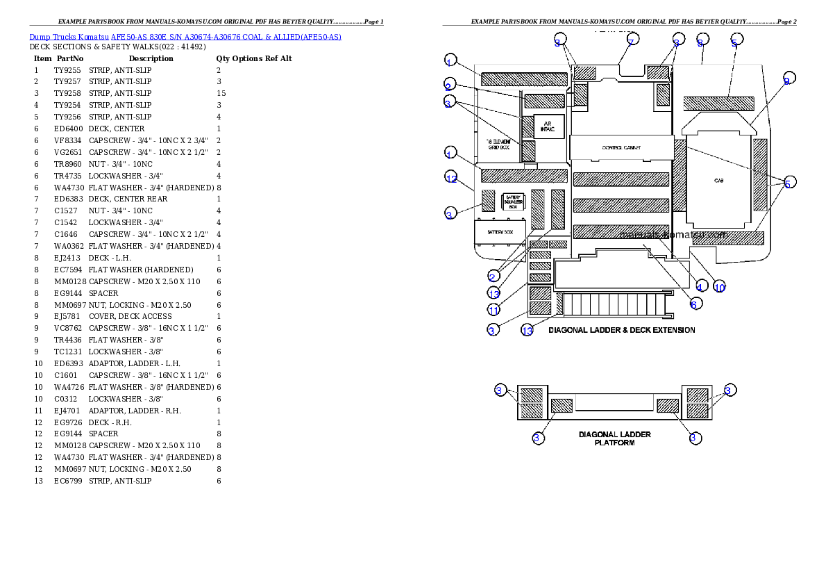 Protected: AFE50-AS 830E S/N A30674-A30676  COAL & ALLIED Partsbook