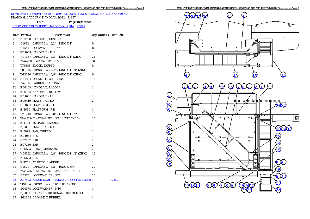 Protected: AFE50-AS 830E S/N A30674-A30676  COAL & ALLIED Partsbook