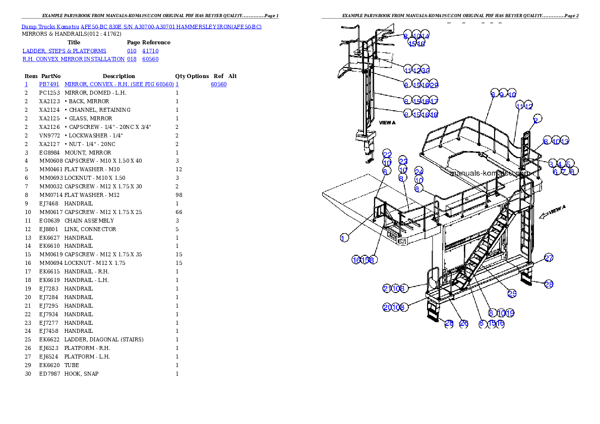 Protected: AFE50-BC 830E S/N A30700-A30701    HAMMERSLEY IRON Partsbook