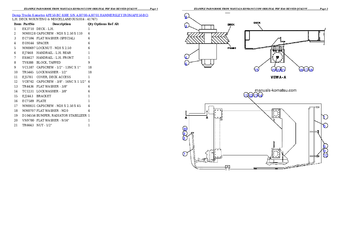 Protected: AFE50-BC 830E S/N A30700-A30701    HAMMERSLEY IRON Partsbook