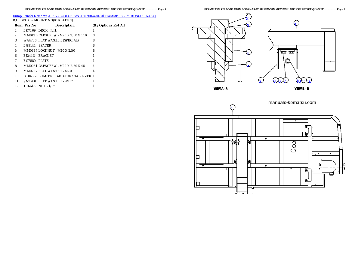Protected: AFE50-BC 830E S/N A30700-A30701    HAMMERSLEY IRON Partsbook
